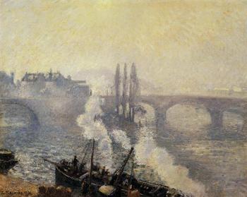 Camille Pissarro : The Corneille Bridge, Rouen, Morning Mist